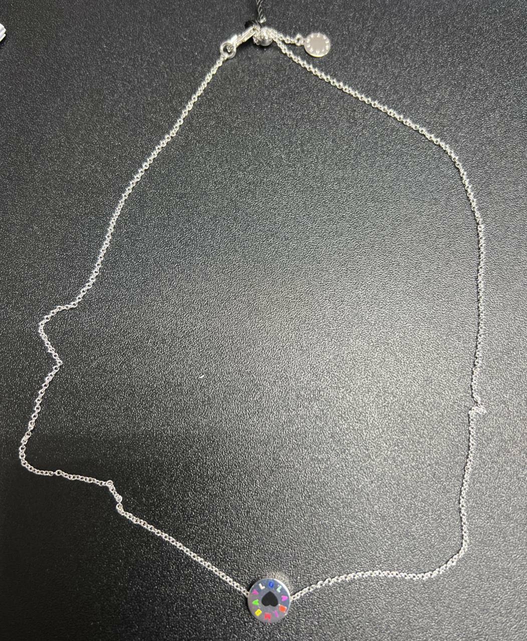 [S] BIMBAY COLORFUL LOGO PENDANT NECKLACE,SILVER, 8445394099414 (SBY39)