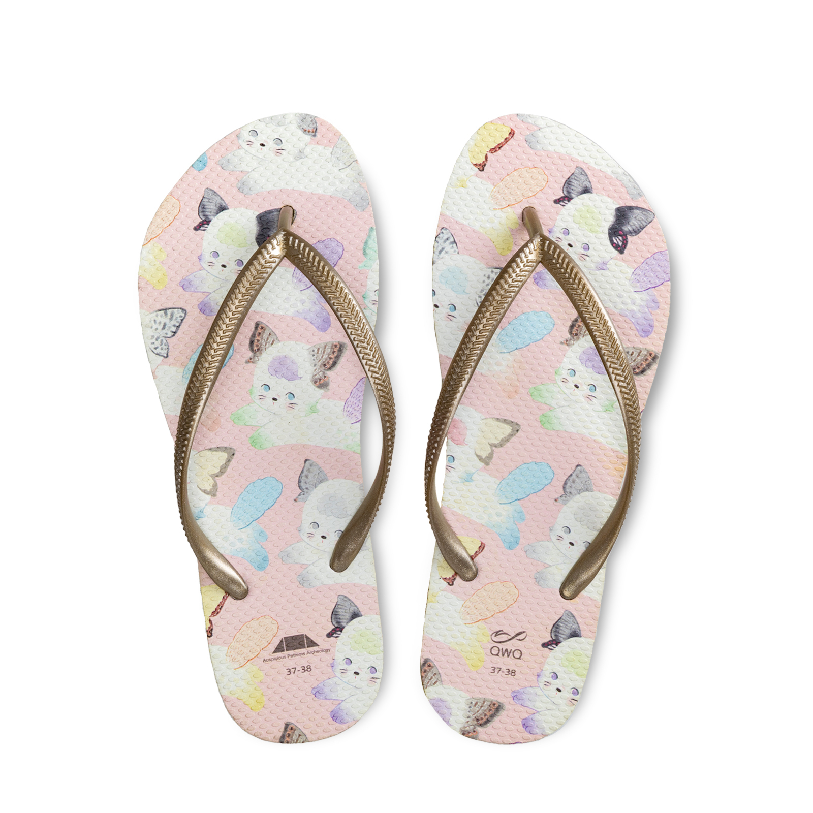 吉文考古 貓蝶款 沙金 女款細帶人字夾腳拖鞋