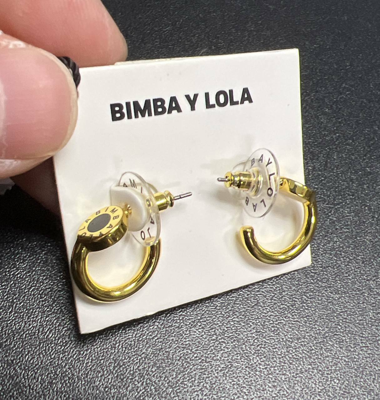 [S] BIMBAY LOGO EARRINGS,GOLD, 8445394152683 (SBY41)
