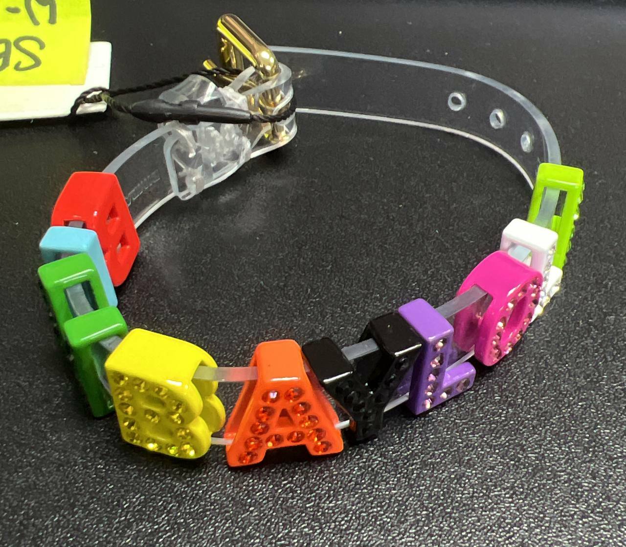 [S] BIMBAY LOGO LETTERS BRACELET, CLEAR WHITE MULTI, 8445394036808 (SBY44)