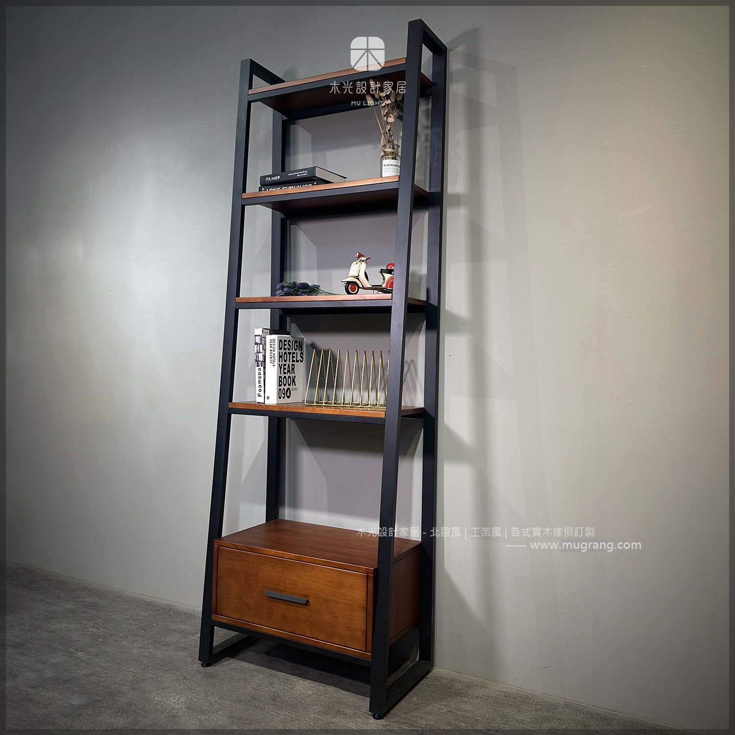 台灣製-工業風單抽多層展示架|可訂製