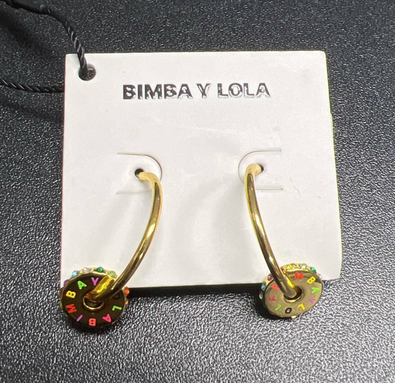 [S] BIMBAY ROUND LOGO EARRINGS,GOLD, 8445394105238 (SBY47)
