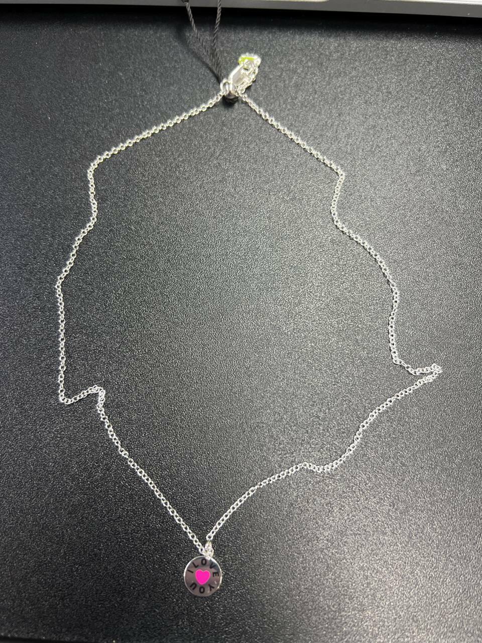 [S] BIMBAY ROUND I LOVE YOU PENDANT NECKLACE,SILVER, 8445394111741 (SBY52)