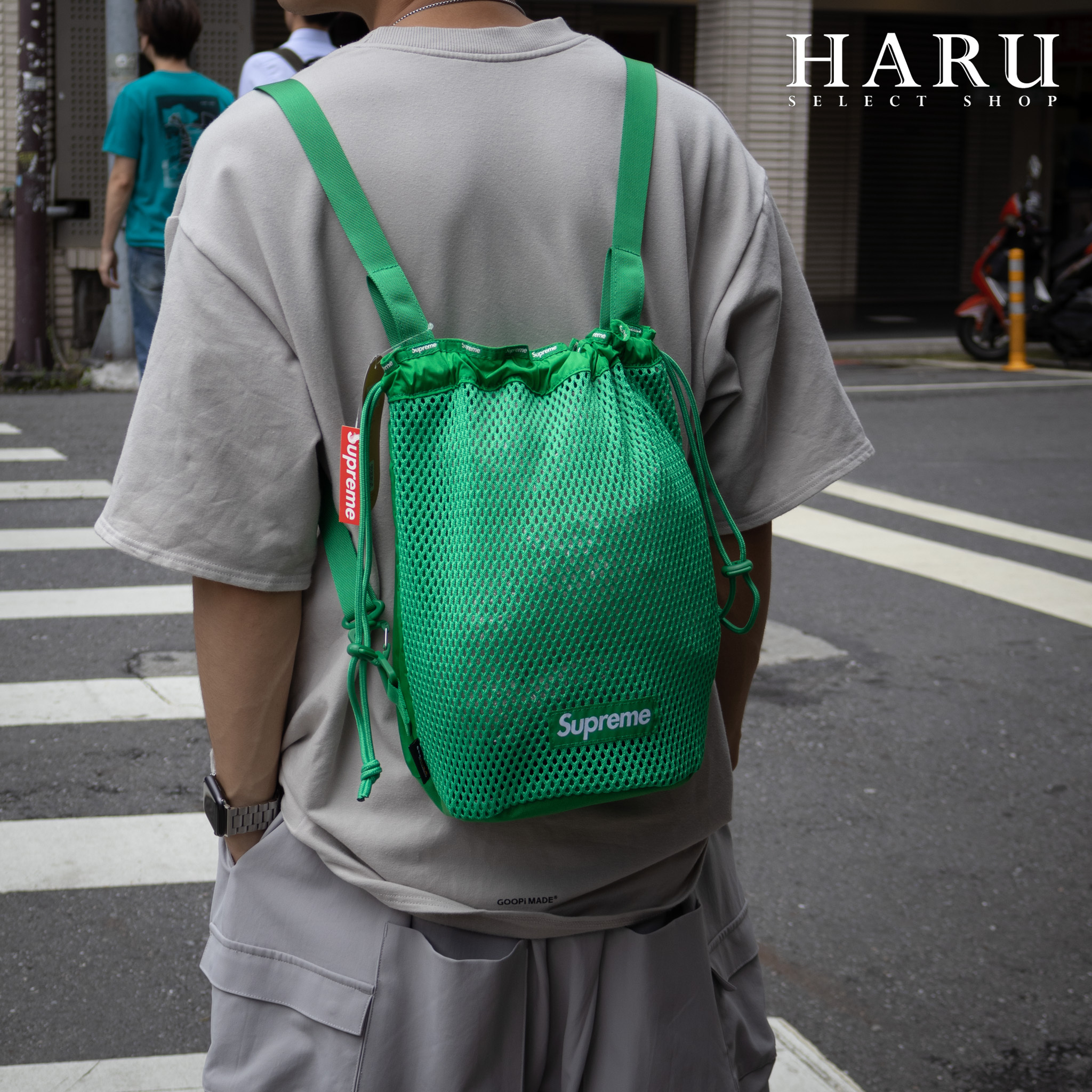 再値下げ SS23 Supreme Supreme Mesh Small BV綠豹紋網眼後背包單肩束口袋10L Small MESH Backpack  Backpack SMALL Green メンズ