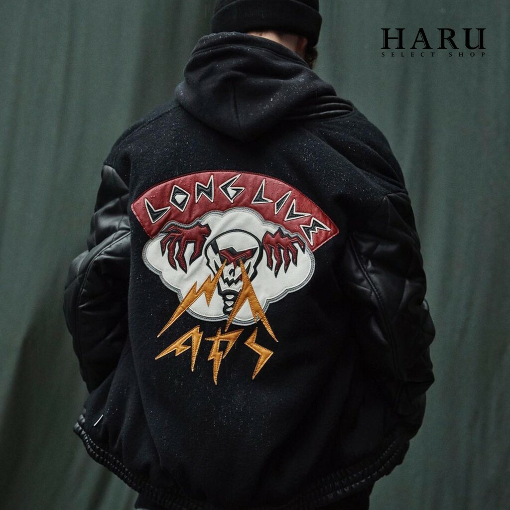 特價現貨WTAPS 20FW CANAL JACKET WONY.MOSSER 皮袖閃電骷髏棒球外套