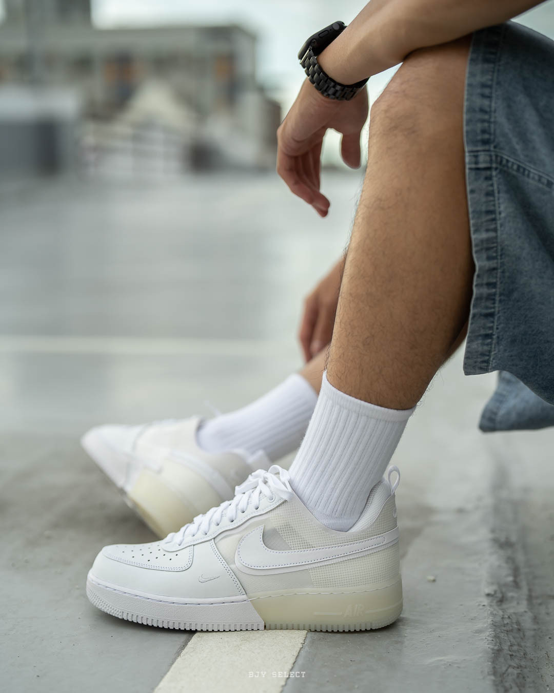 #現貨 NIKE AIR FORCE 1 REACT 奶油 拼接 解構 男鞋 DM0573-100 白