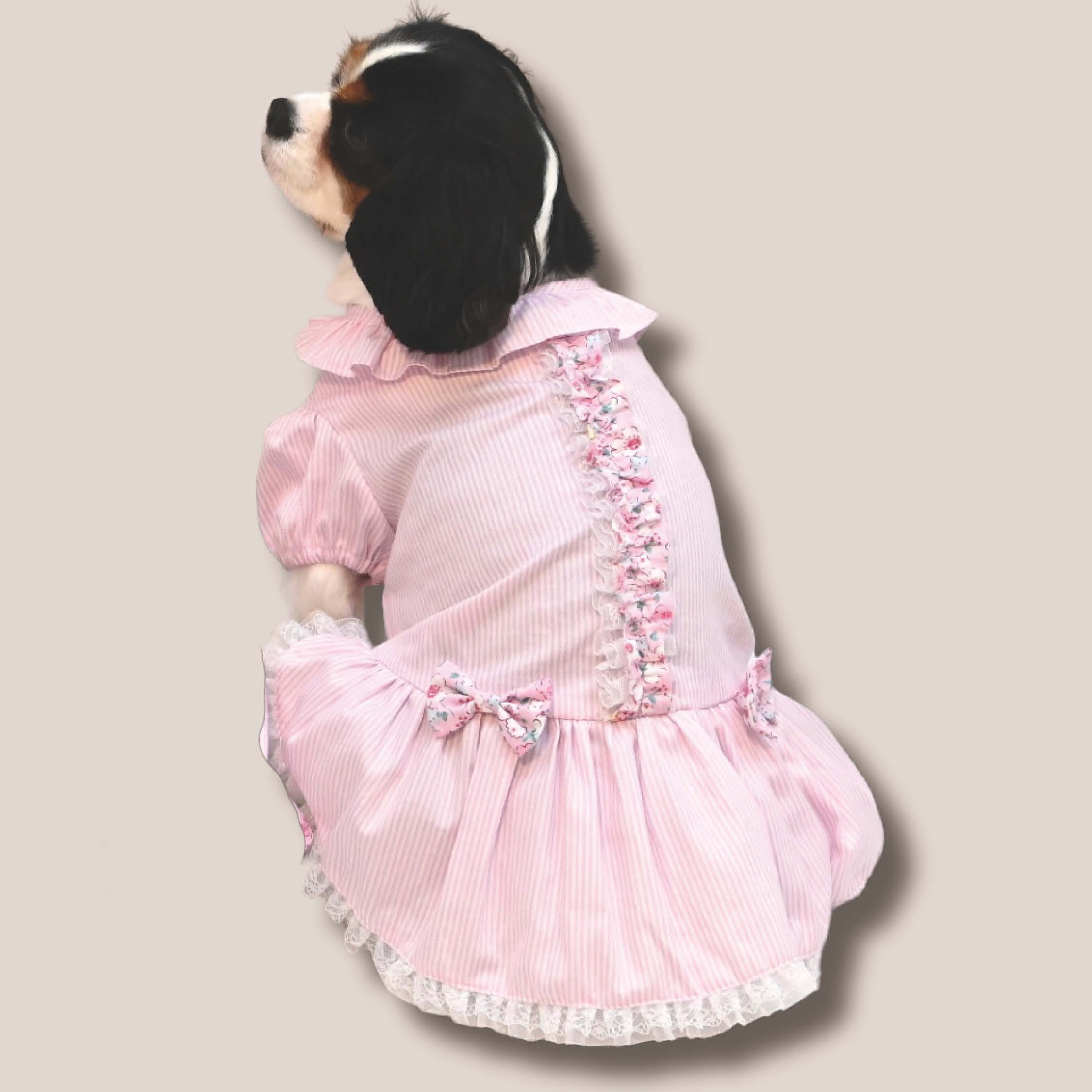 Pink Striped Dress with hat