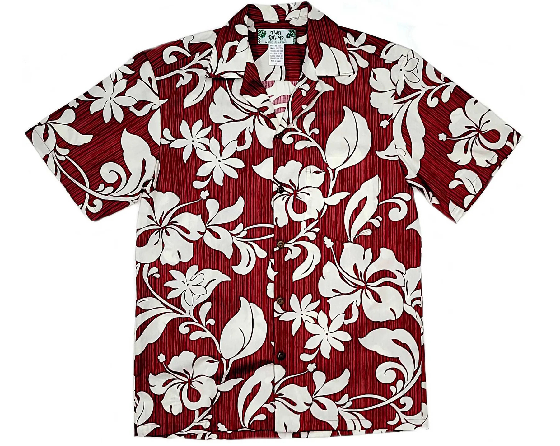 Two Palms Hawaii Aloha Shirt - Maui Red (100% Cotton)