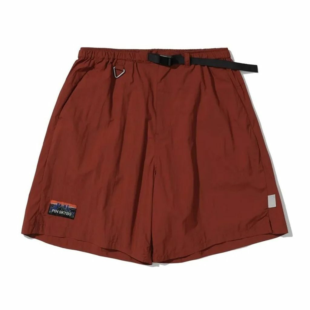 PIN SKTBS 23SS日系夏季簡約風山脈織標logo寬鬆休閒五分褲 四色