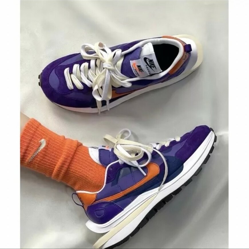 Nike Vaporwaffle x Sacai 紫橘 紫金 聯名 解構 雙勾 男女款