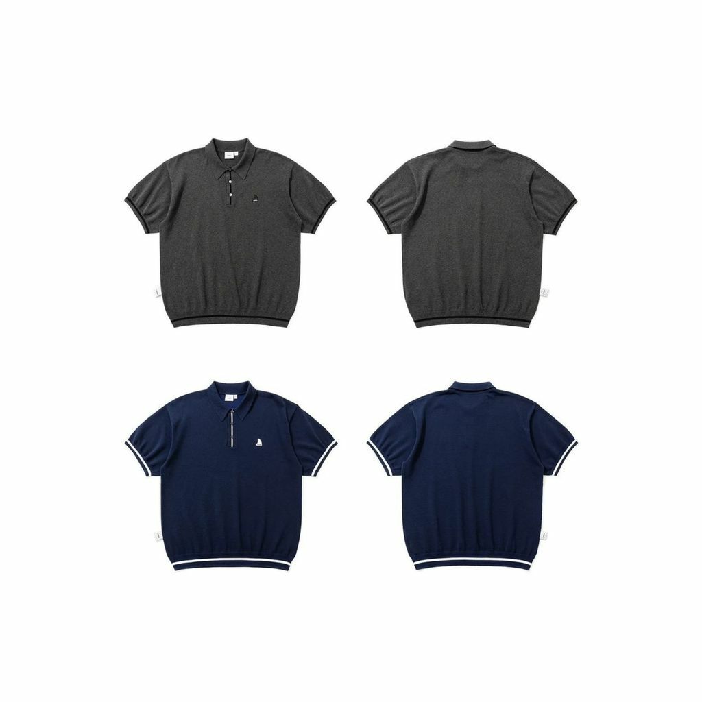 LAPRIMA 復古針織翻領短袖上衣 兩色