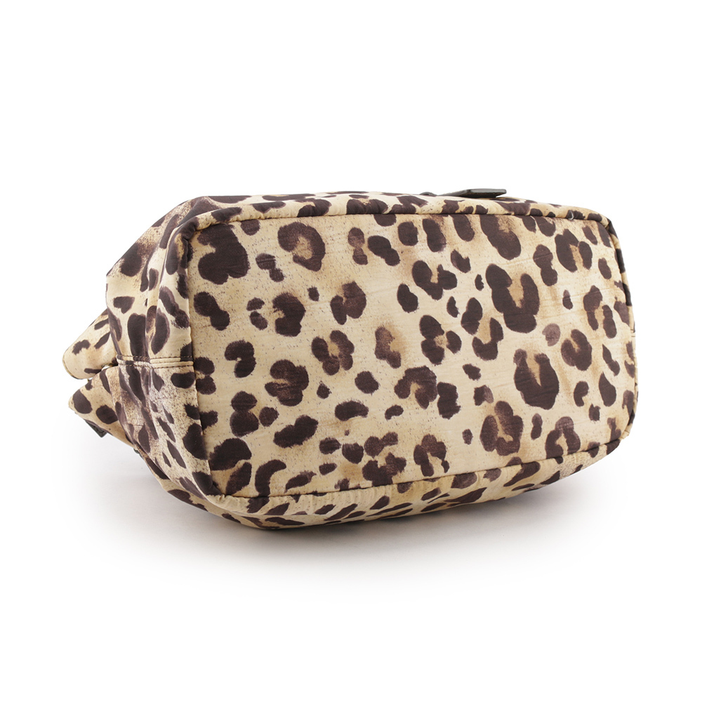 【MAX MARA】豹紋尼龍拼皮革雙拉鍊手提包