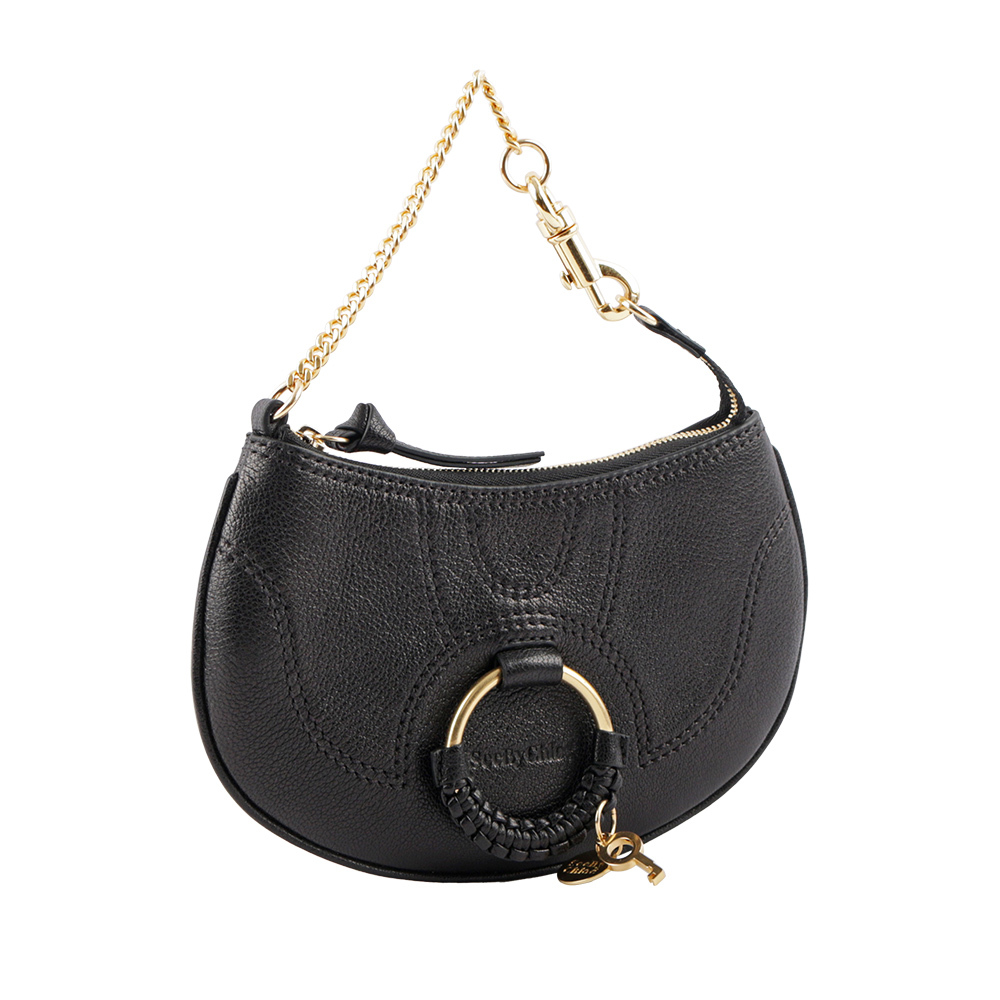 【SEE BY CHLOE】HANA 山羊皮勾釦手提包(黑色) CHS23APB23305001