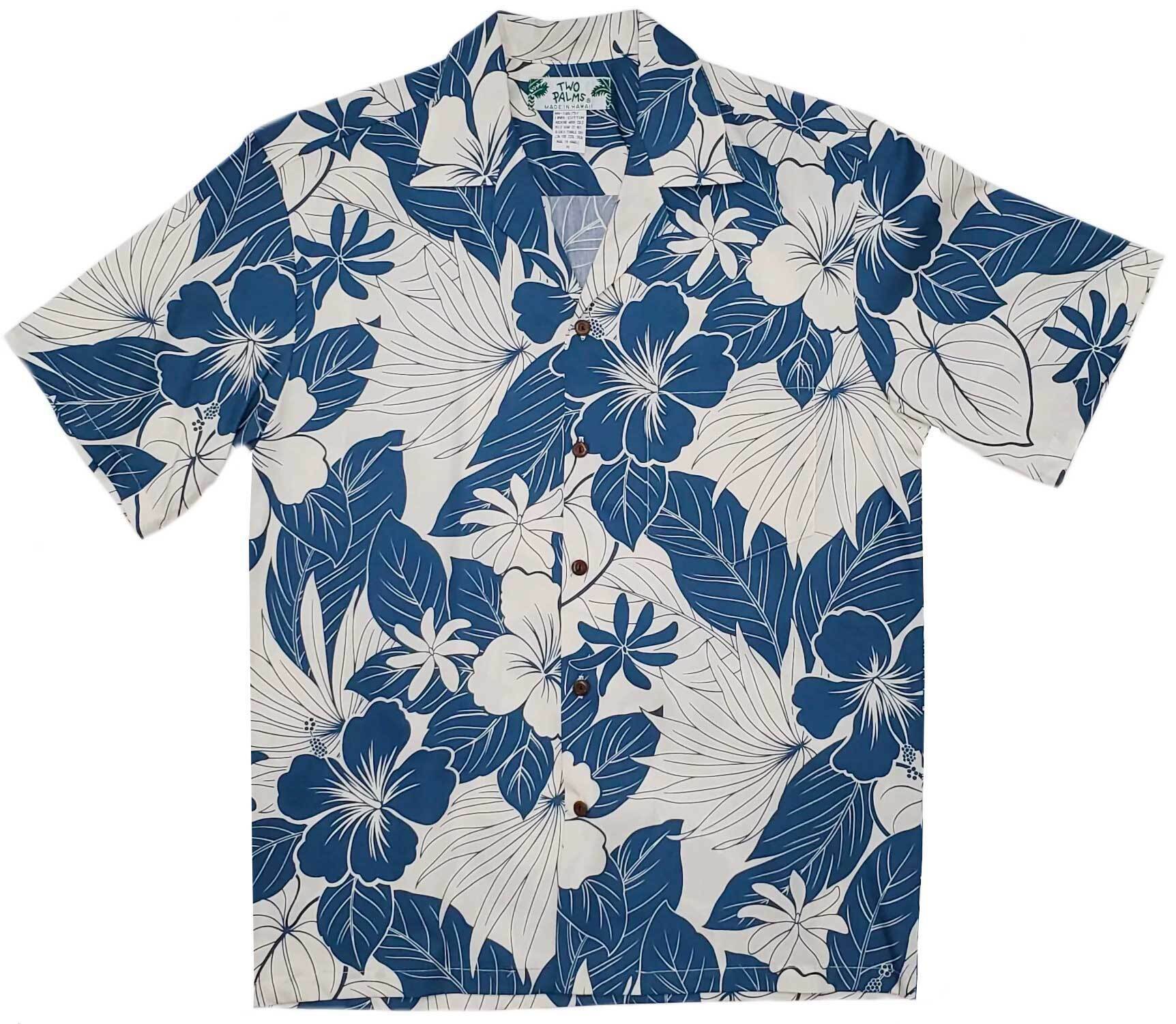 Two Palms Hawaii Aloha Shirt - Lanai Blue  (100% Cotton)