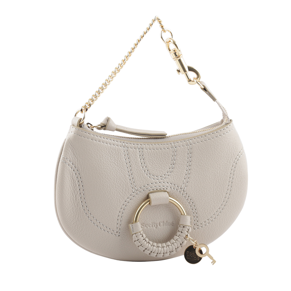 【SEE BY CHLOE】HANA 山羊皮勾釦手提包(米色) CHS23APB2330524H