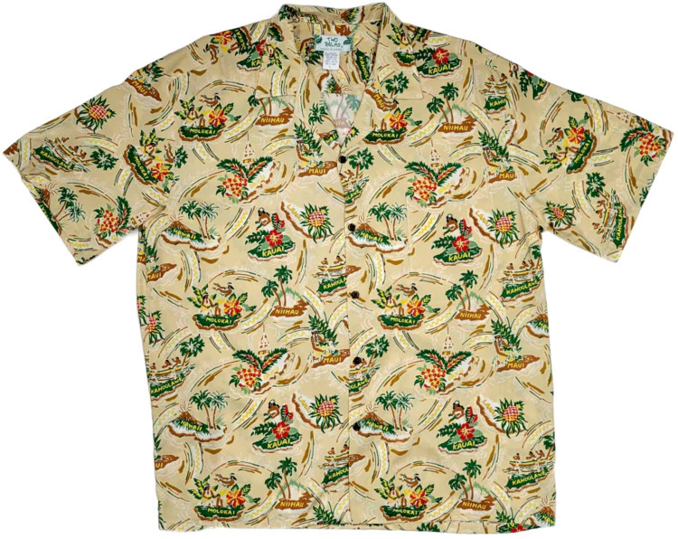 Two Palms Hawaii Aloha Shirt - Friendly Isle Beige (100% Rayon)