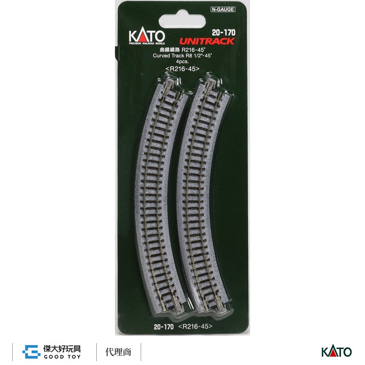KATO 20-170 Unitrack Curved Track R216-45 degree (R8 1/2-45 degree) < R216-45 > (4pcs.)