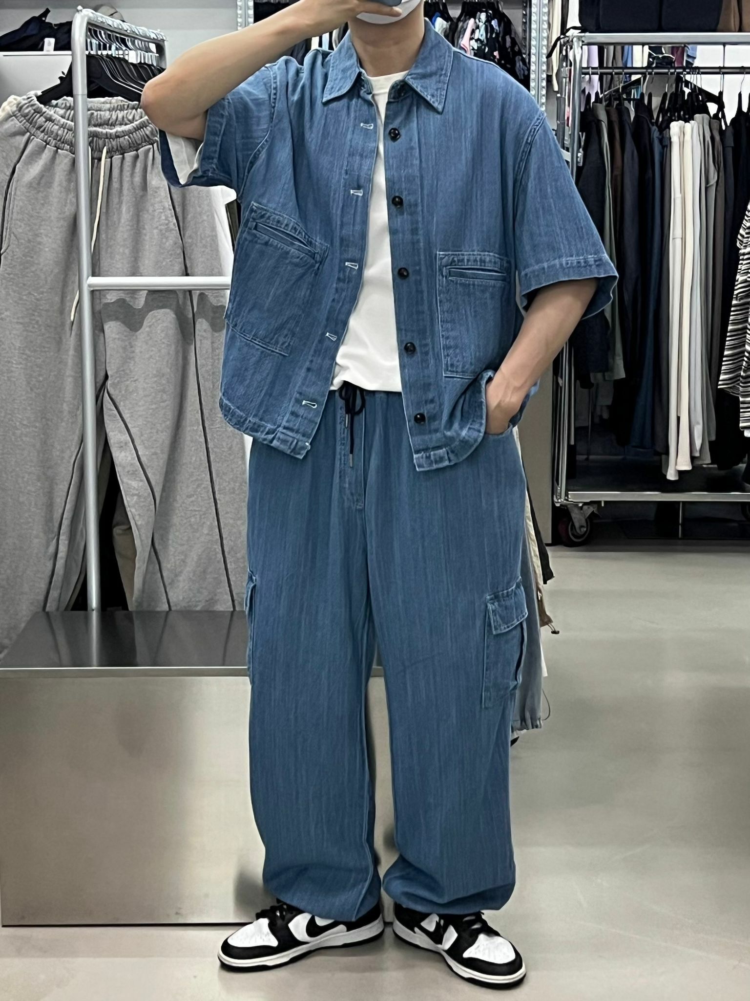 可束腳牛仔短袖恤衫外套 S2047