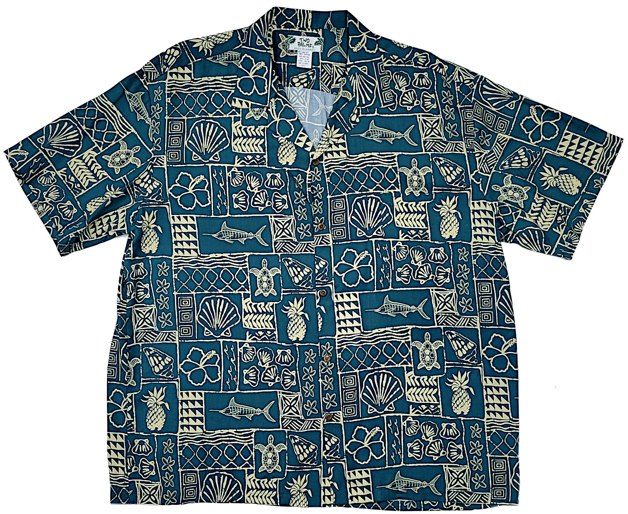 Two Palms Hawaii Aloha Shirt - Marlin Green (100% Rayon)