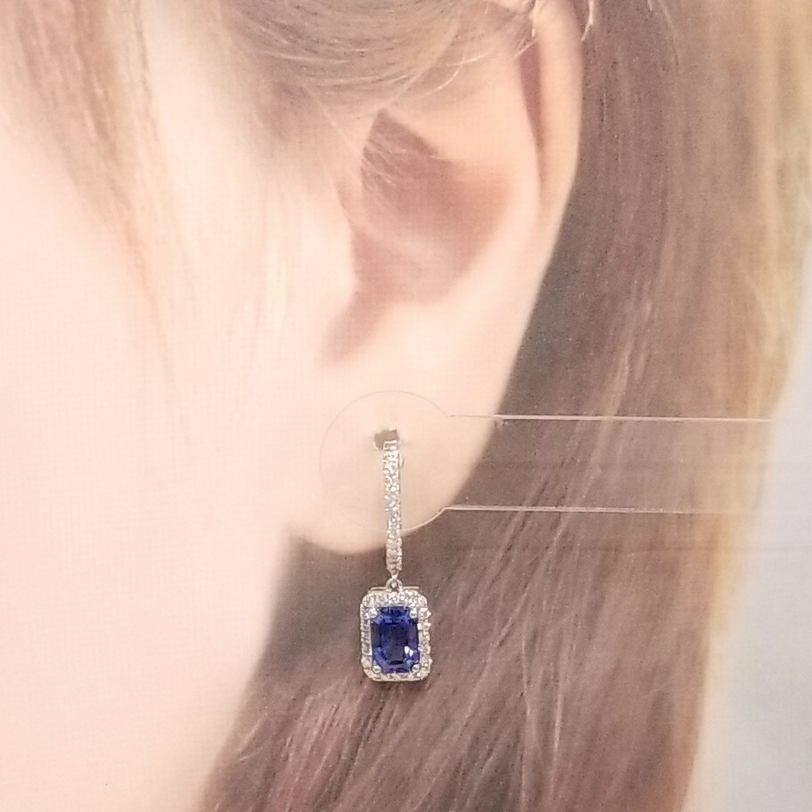 18K White Gold 2.77 Sapphire and Diamond Earrings