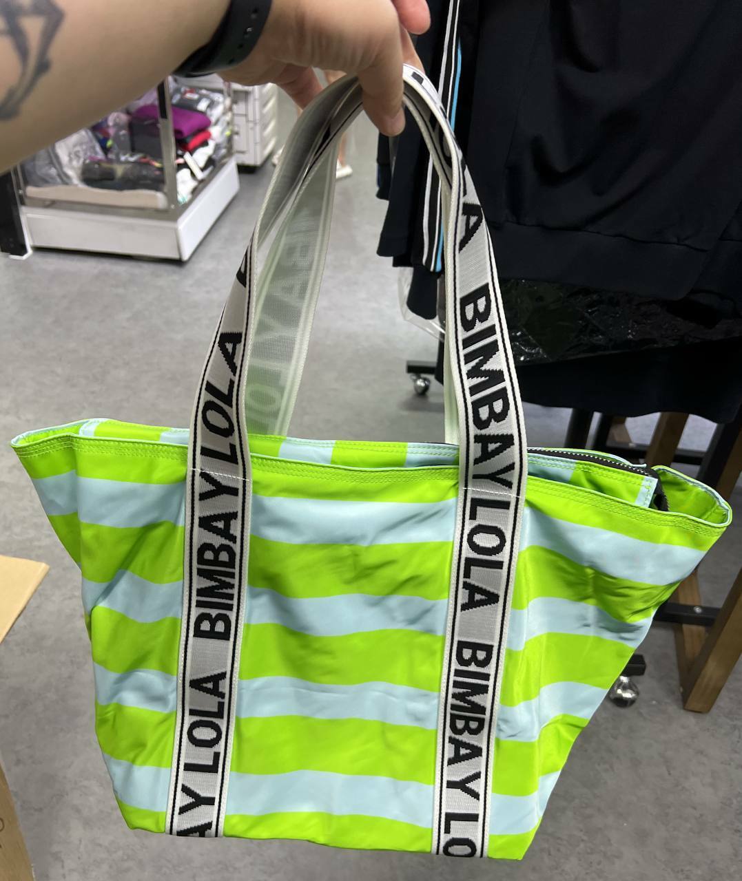 [S] BIMBAY STRIPE TOTE BAG,GREEN, 8445394127971 (SBY83)