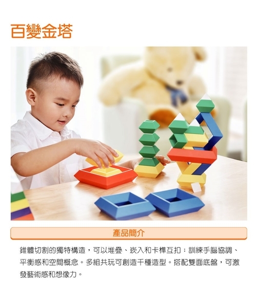 《 USL遊思樂教具 》百變金塔(24PCS,英文彩盒)