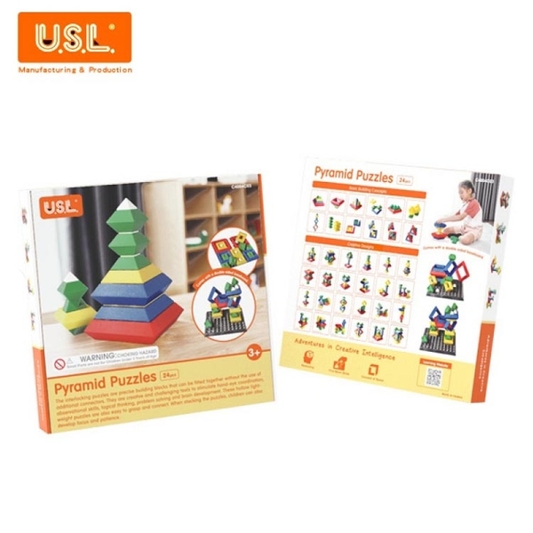 《 USL遊思樂教具 》百變金塔(24PCS,英文彩盒)