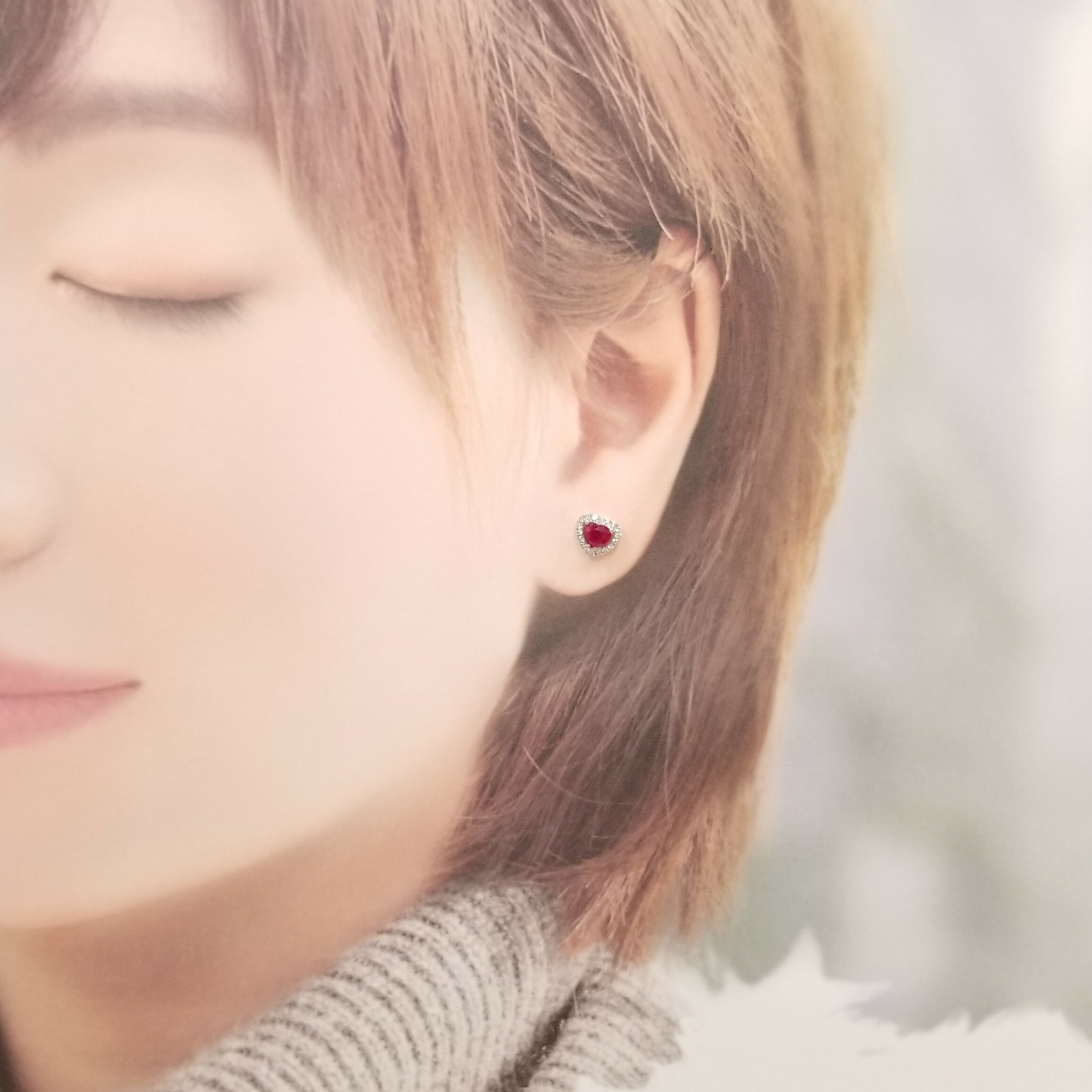 18K White Gold 1.18ct Ruby and Diamond Earrings