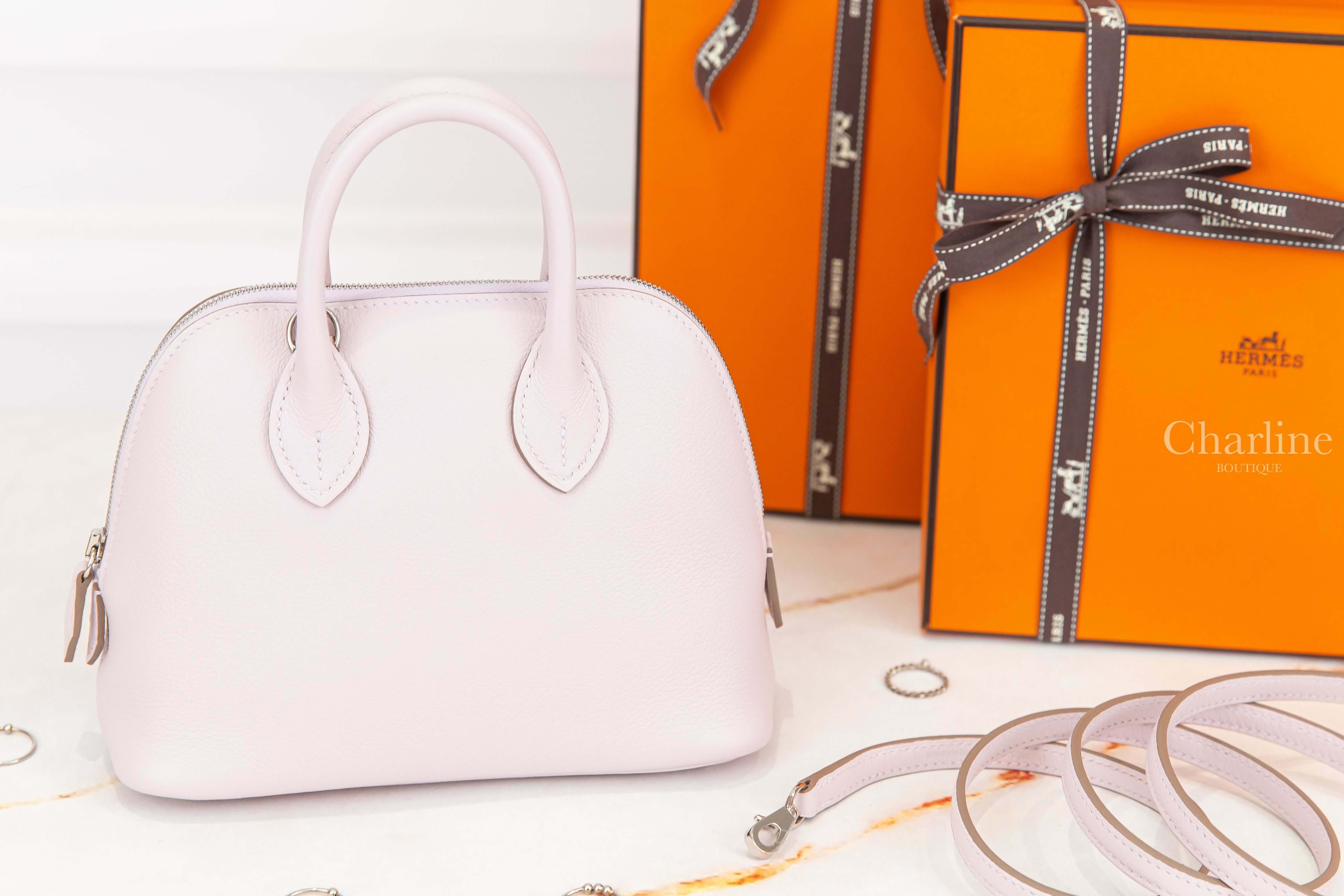 Hermès Bolide 1923 Mini 09 Mauve Pale Evercolor B刻淡紫色銀釦迷你手提肩背包-Charline Boutique 精品代購