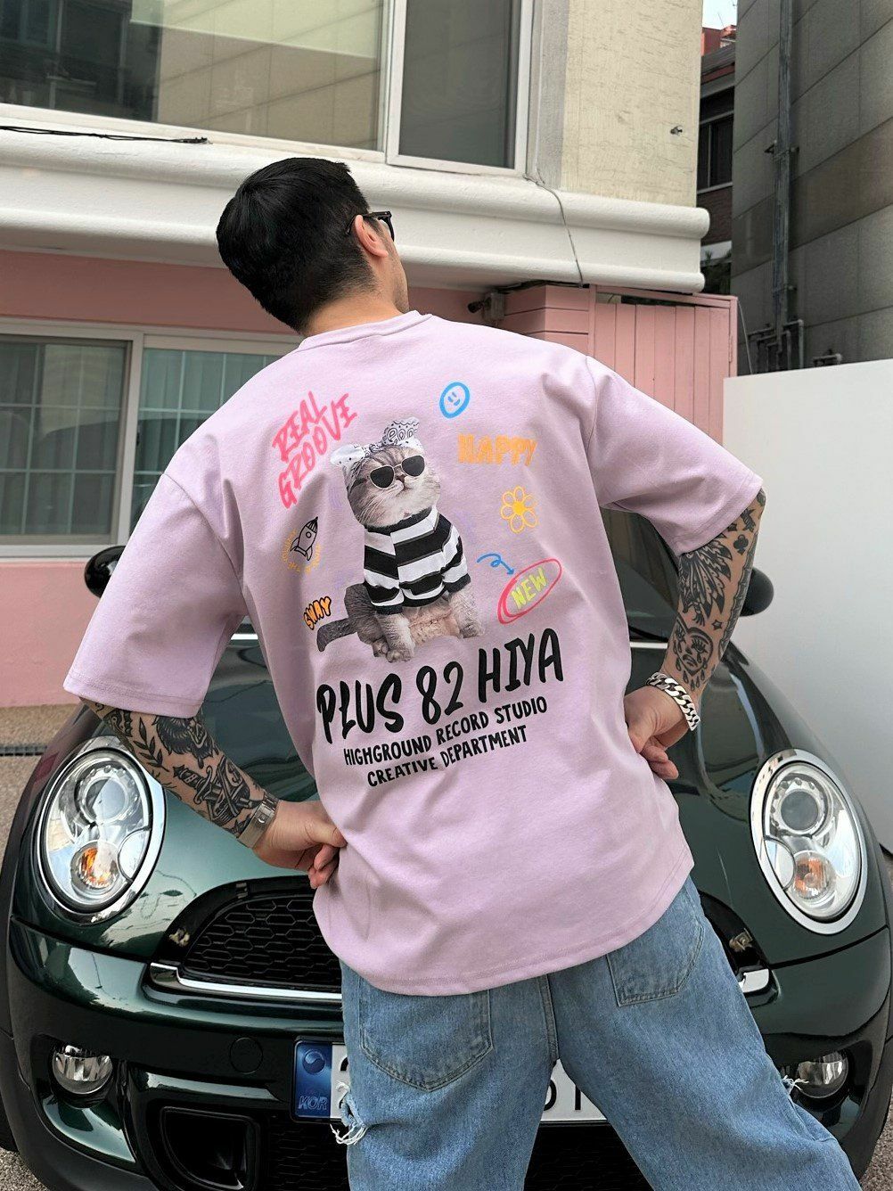 貓仔圖案短袖Tee T4729