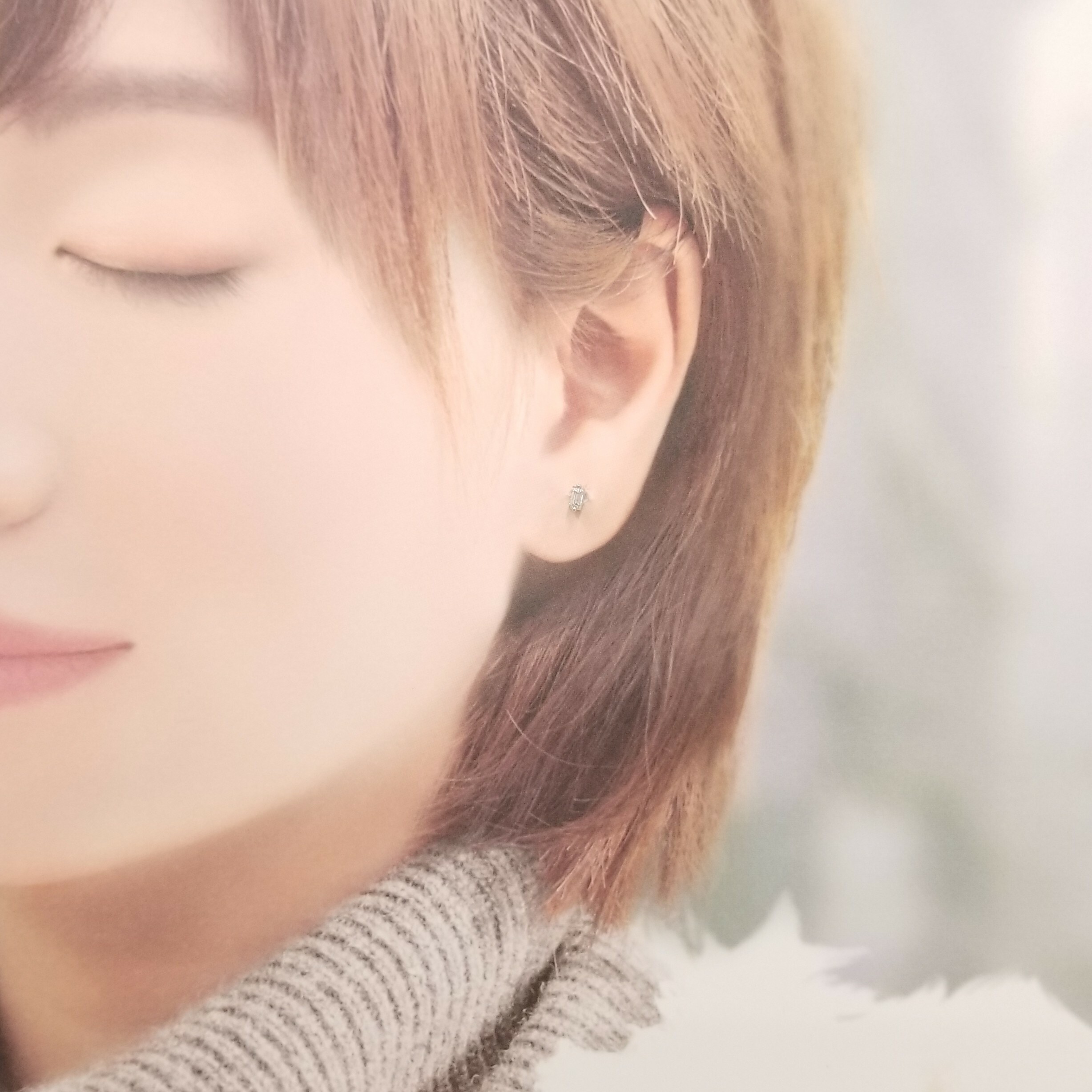 全新18K白金【主石36份方形鑽石】耳環