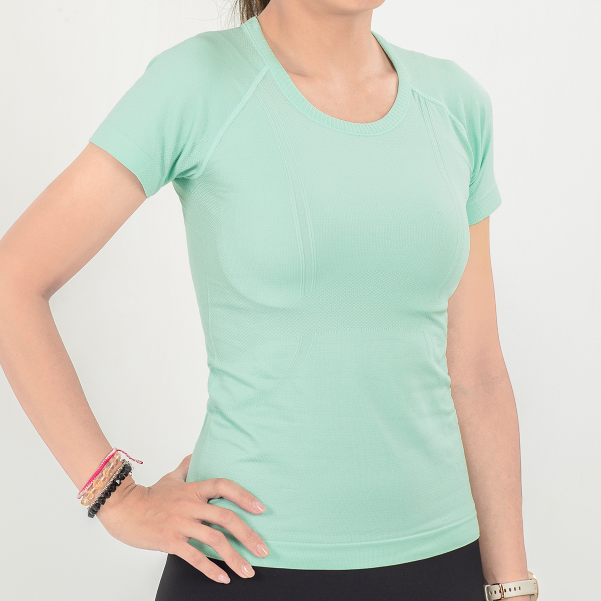 休閒針織短袖上衣 琉璃綠