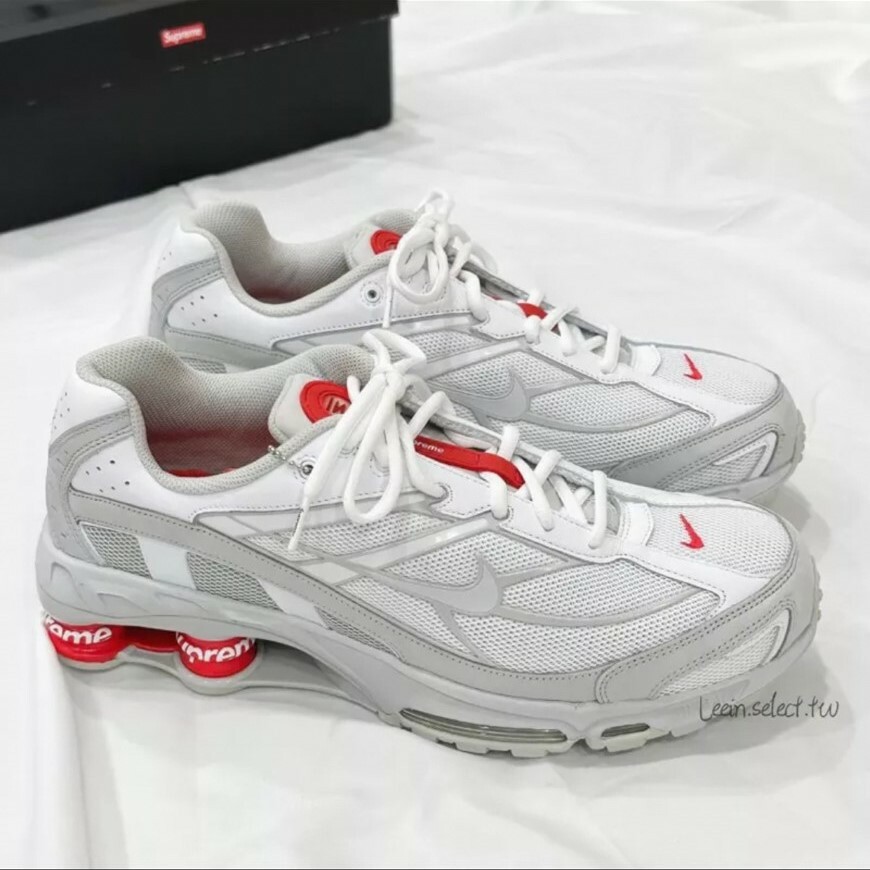 Nike Shox Ride 2 x Supreme 白灰紅 聯名 氣墊 復古運動鞋 DN1615-100
