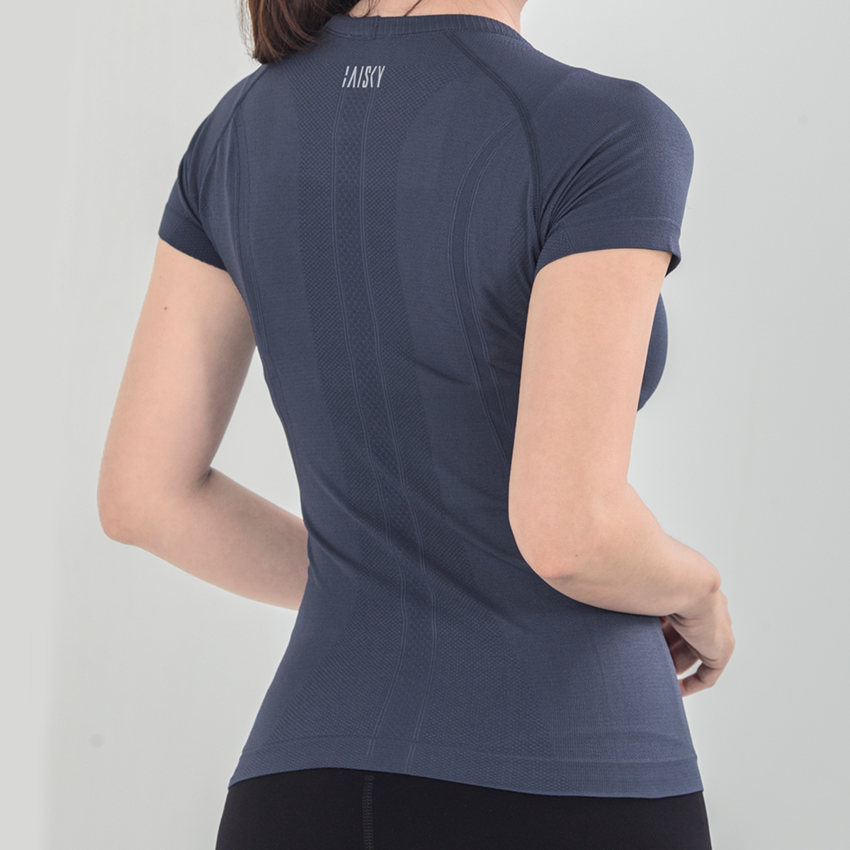 休閒針織短袖上衣 淡紫灰