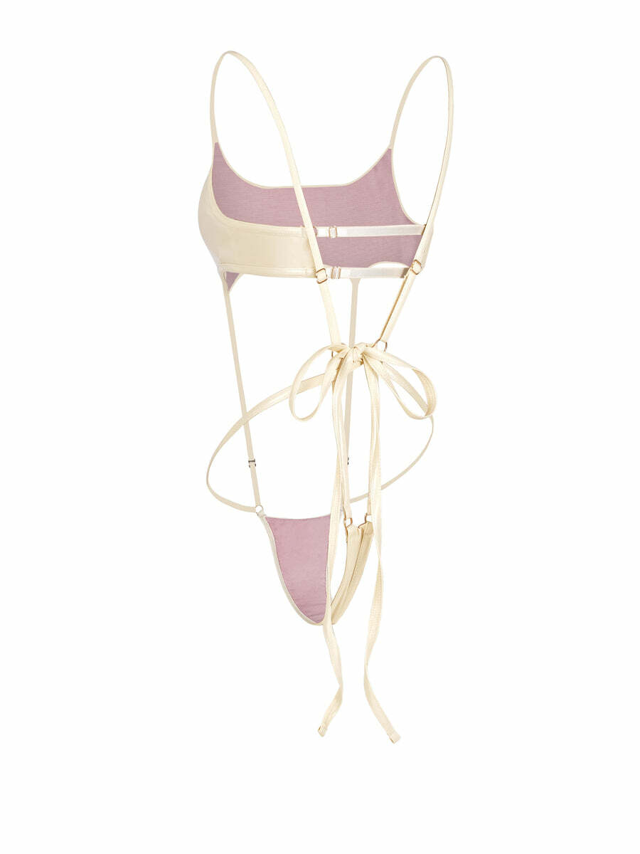 Inferno Vinyl Slingshot Bodysuit CREAM