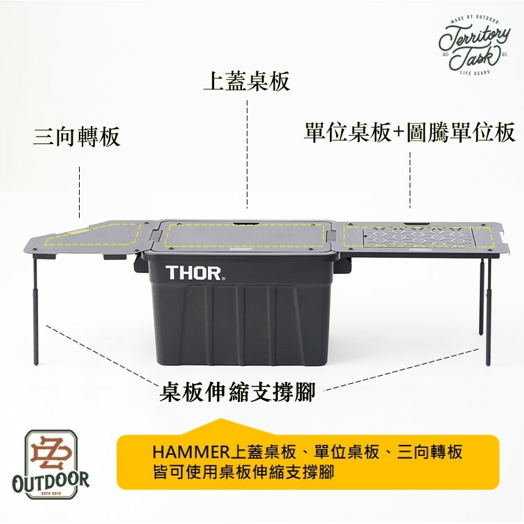 Territory Task Hammer系列 索爾 伸縮腳 桌板伸縮支撐腳 THOR箱專用 邊桌 渡鴨桌 延伸桌腳