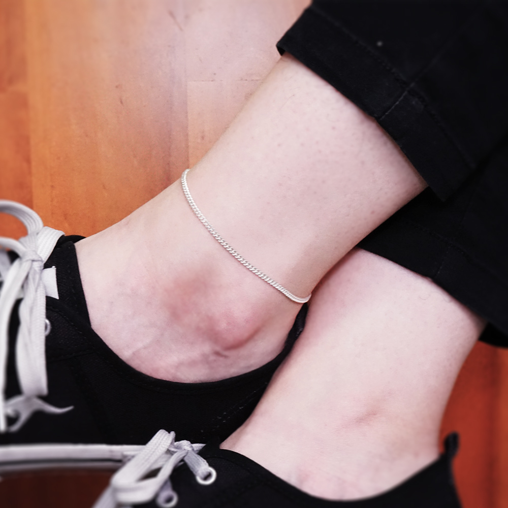經典繩索腳鍊(2.4mm中細鍊) 925純銀刻字腳鍊