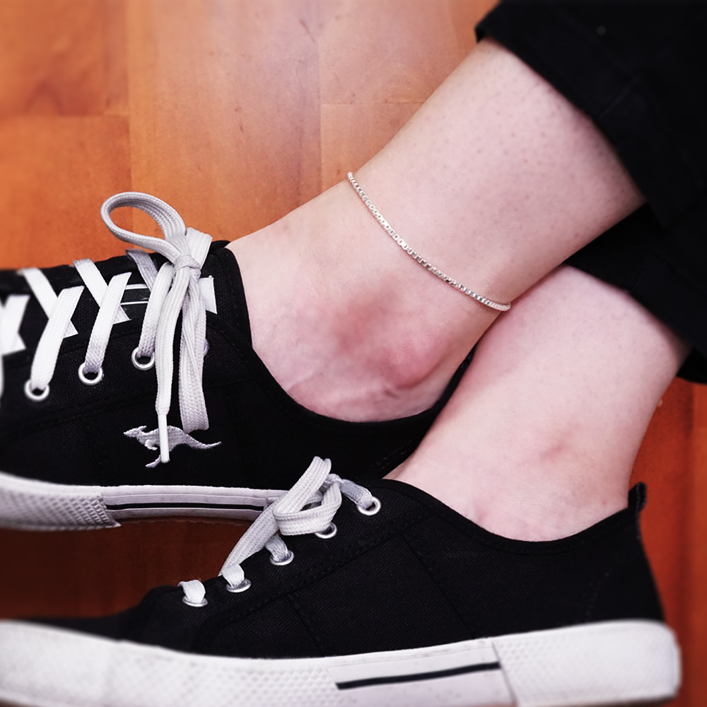 細緻版 威尼斯腳鍊 銀白款(1.8mm細鍊) 925純銀腳鍊 可刻字