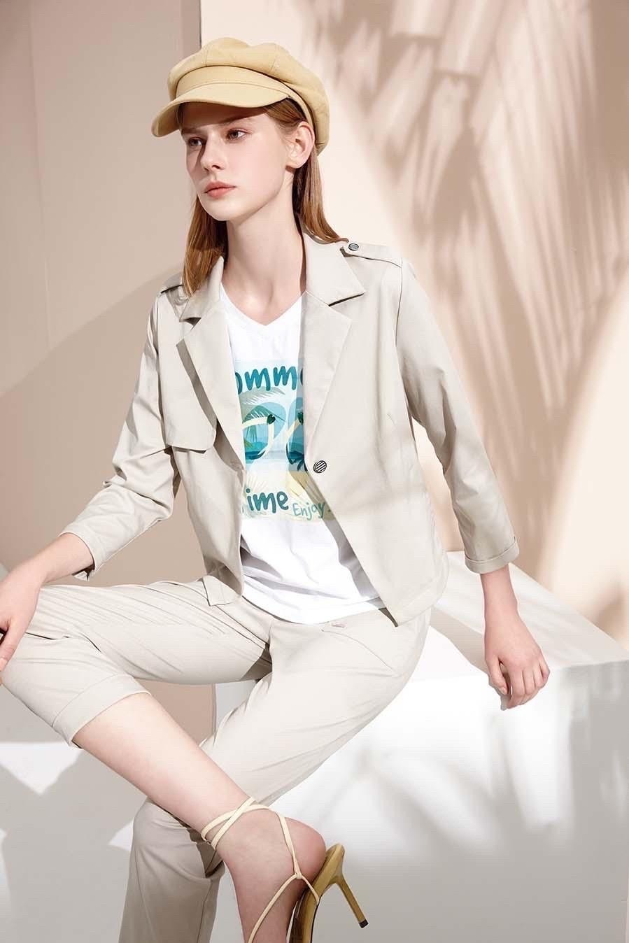 OL時尚休閒涼感紗軍風短版外套S6291