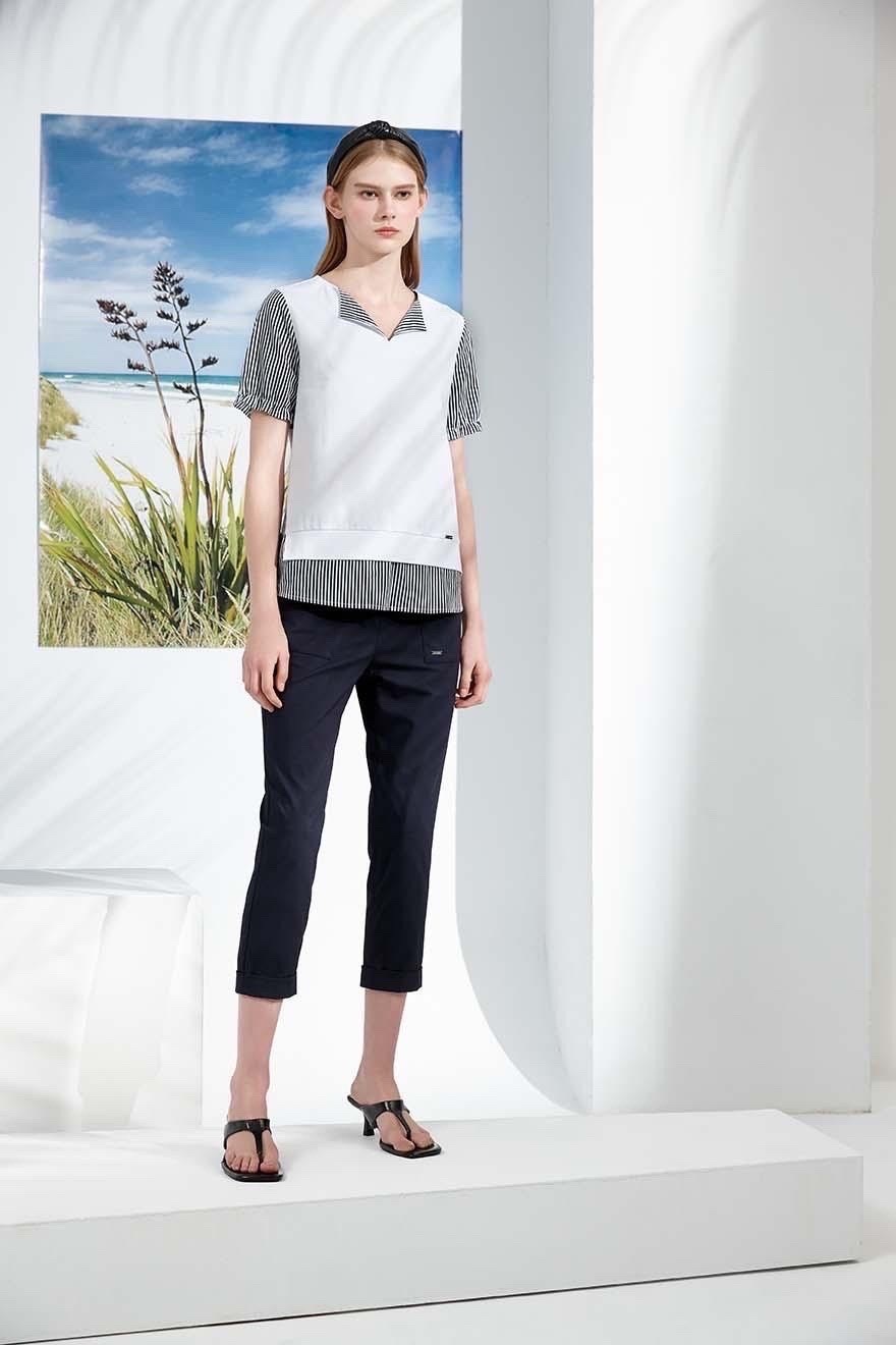 OL時尚休閒涼感紗褲口反摺八分褲S6292