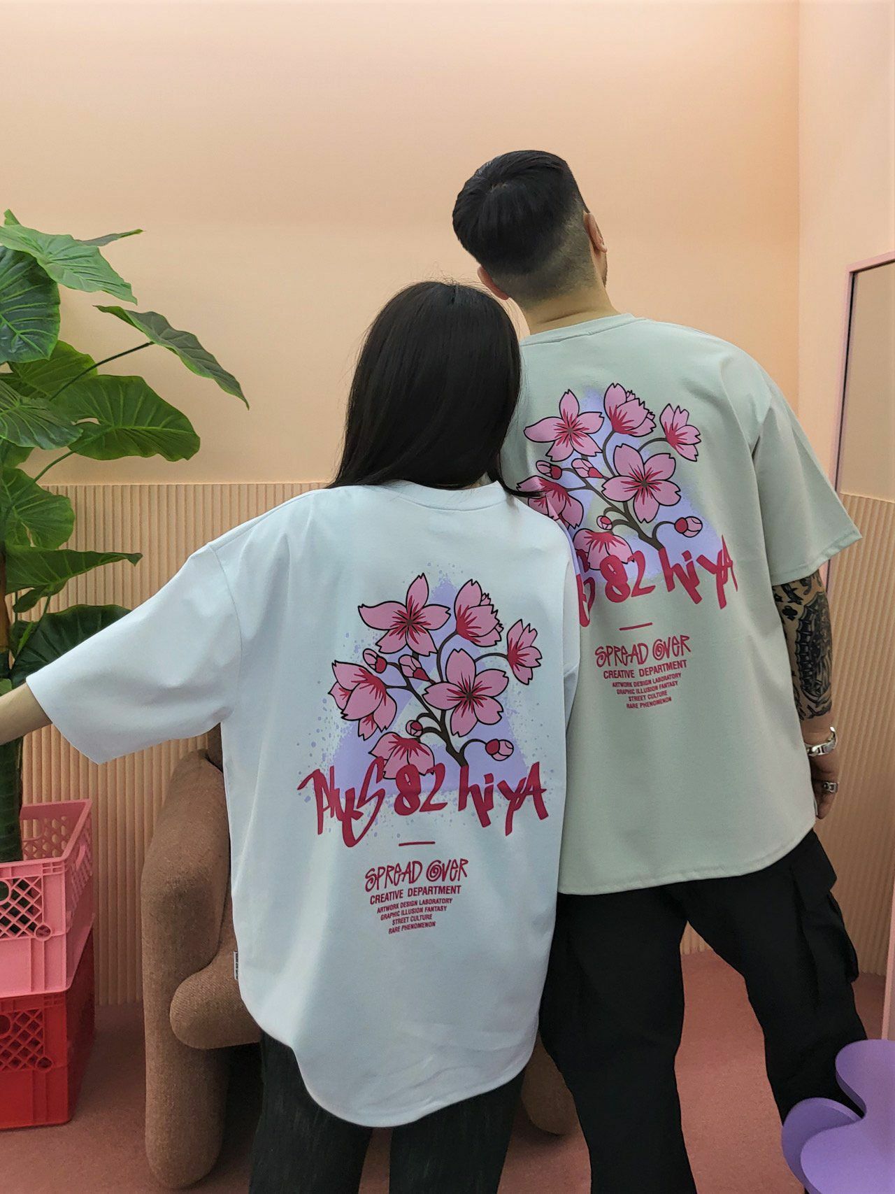 櫻花圖案短袖Tee T4916