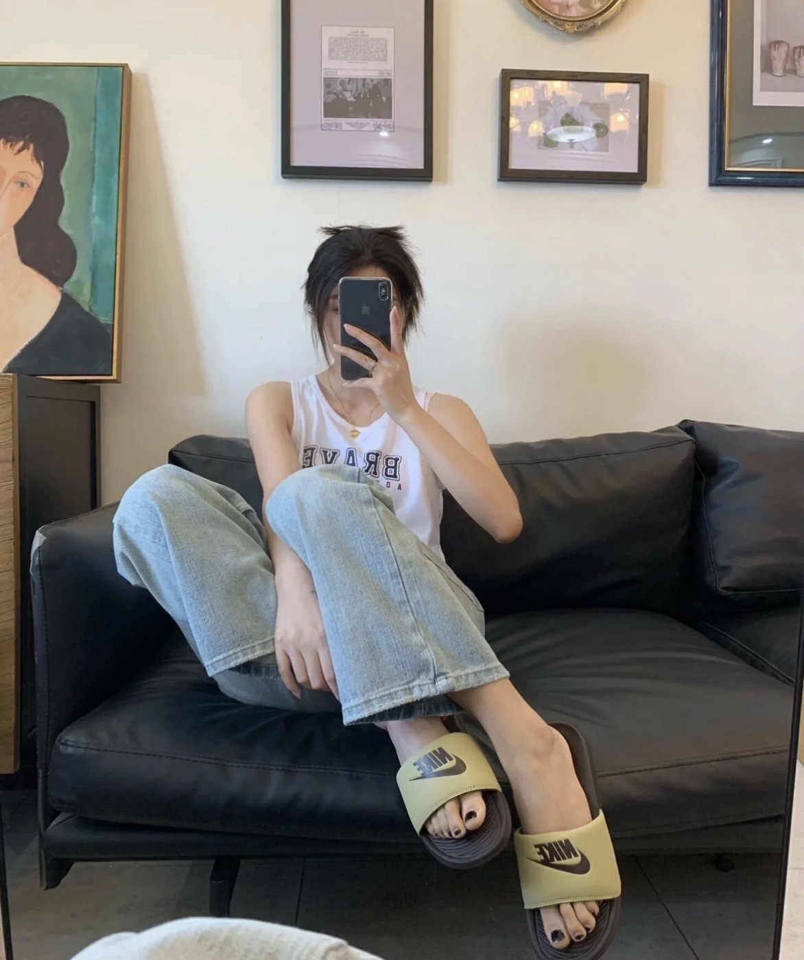 Nike Victori Taupe Slipper 酪梨牛奶