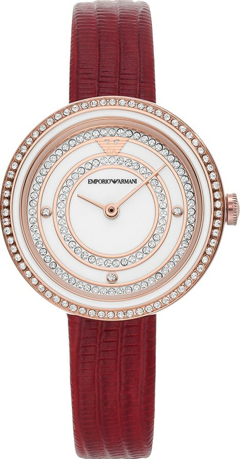 萬年鐘錶 - ARMANI   晶鑽經典皮革女錶  AR11532  錶徑30MM