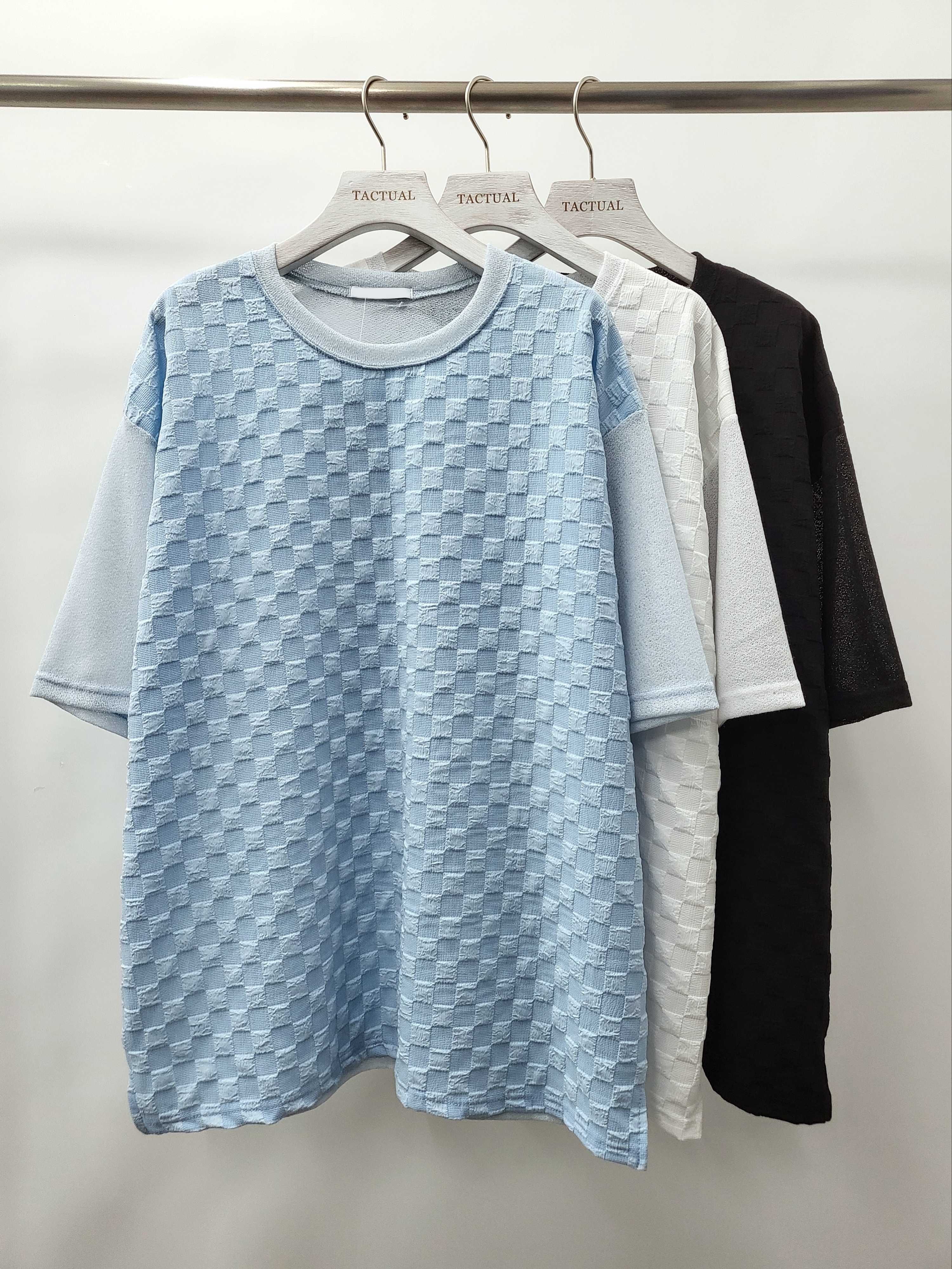 淨色暗格仔短袖線Tee T5073