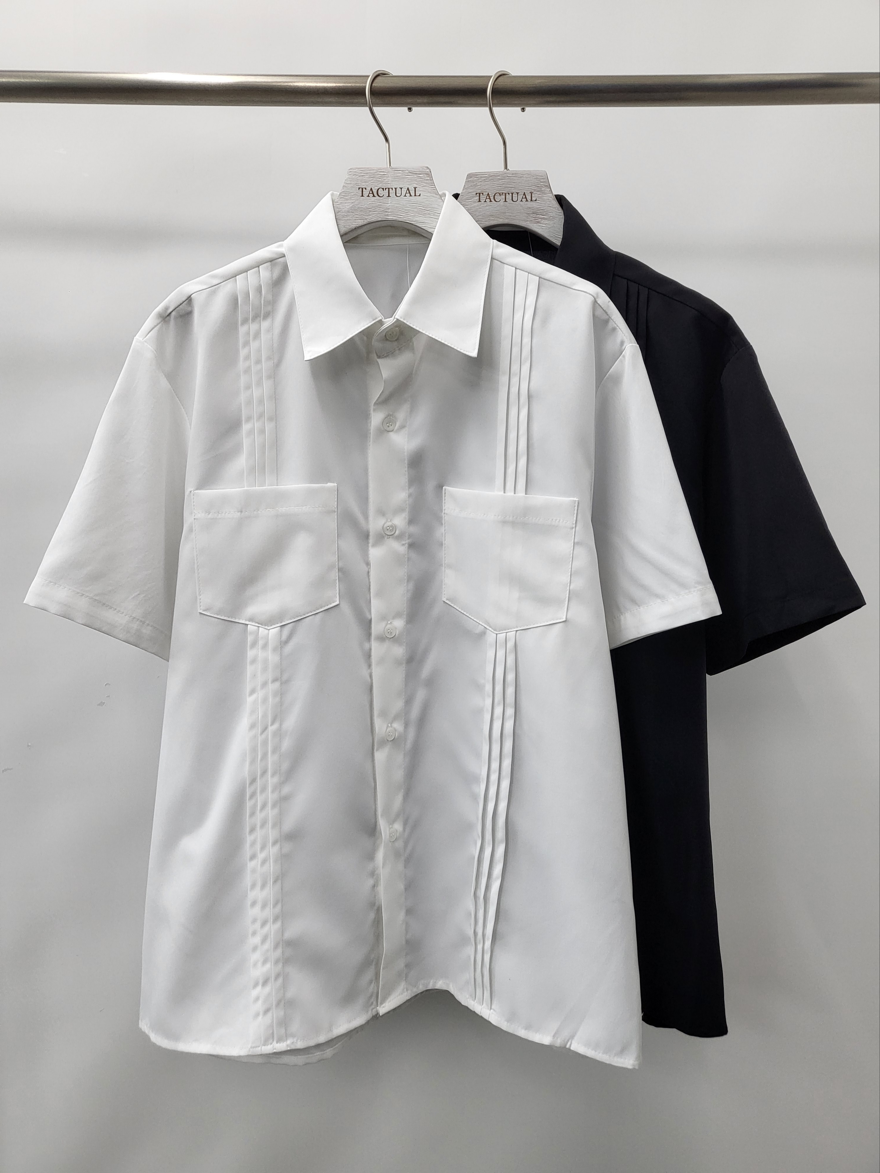 淨色雙袋口三褶短袖恤衫 S2098