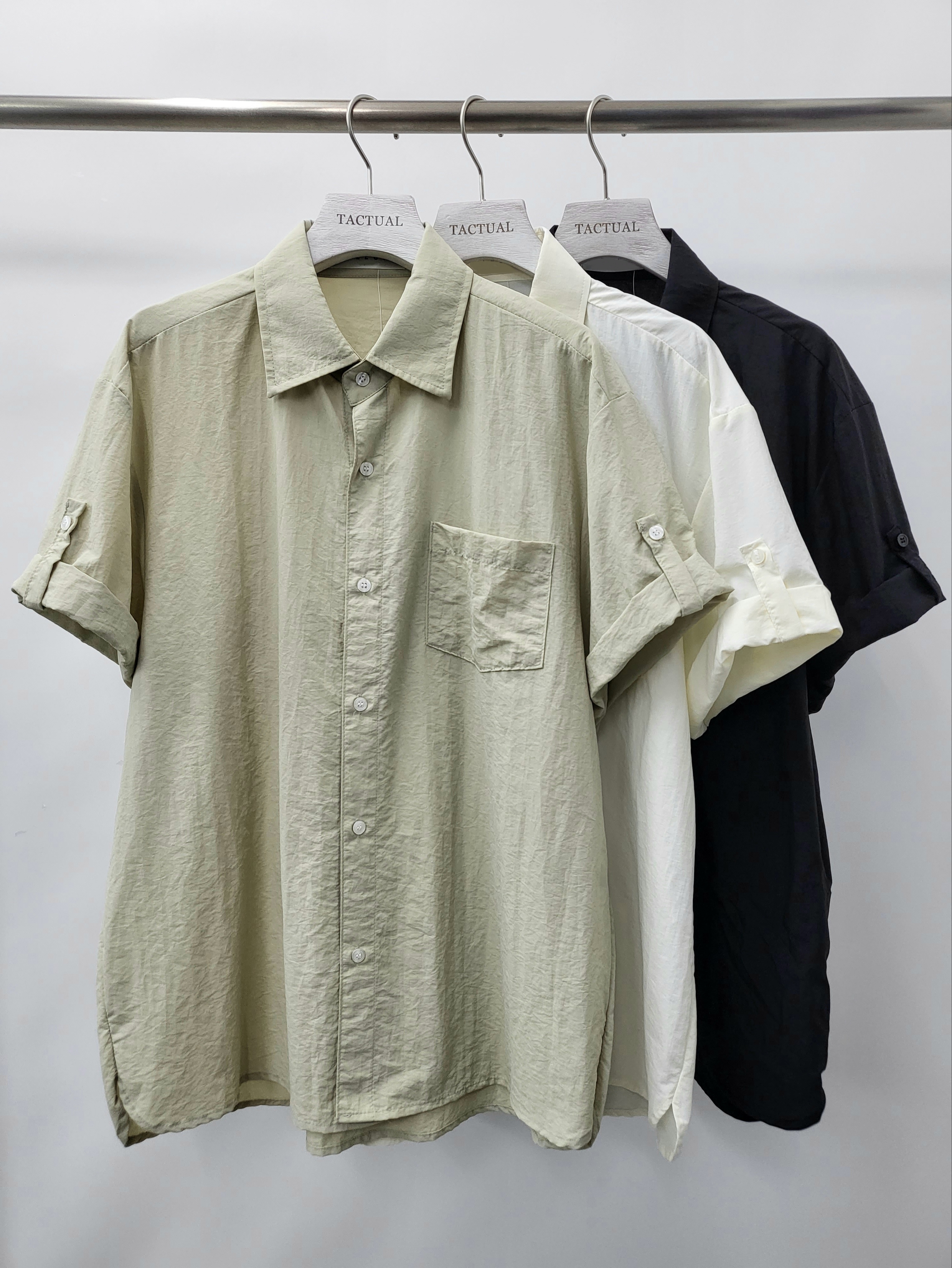 淨色褶袖短袖恤衫 S2099