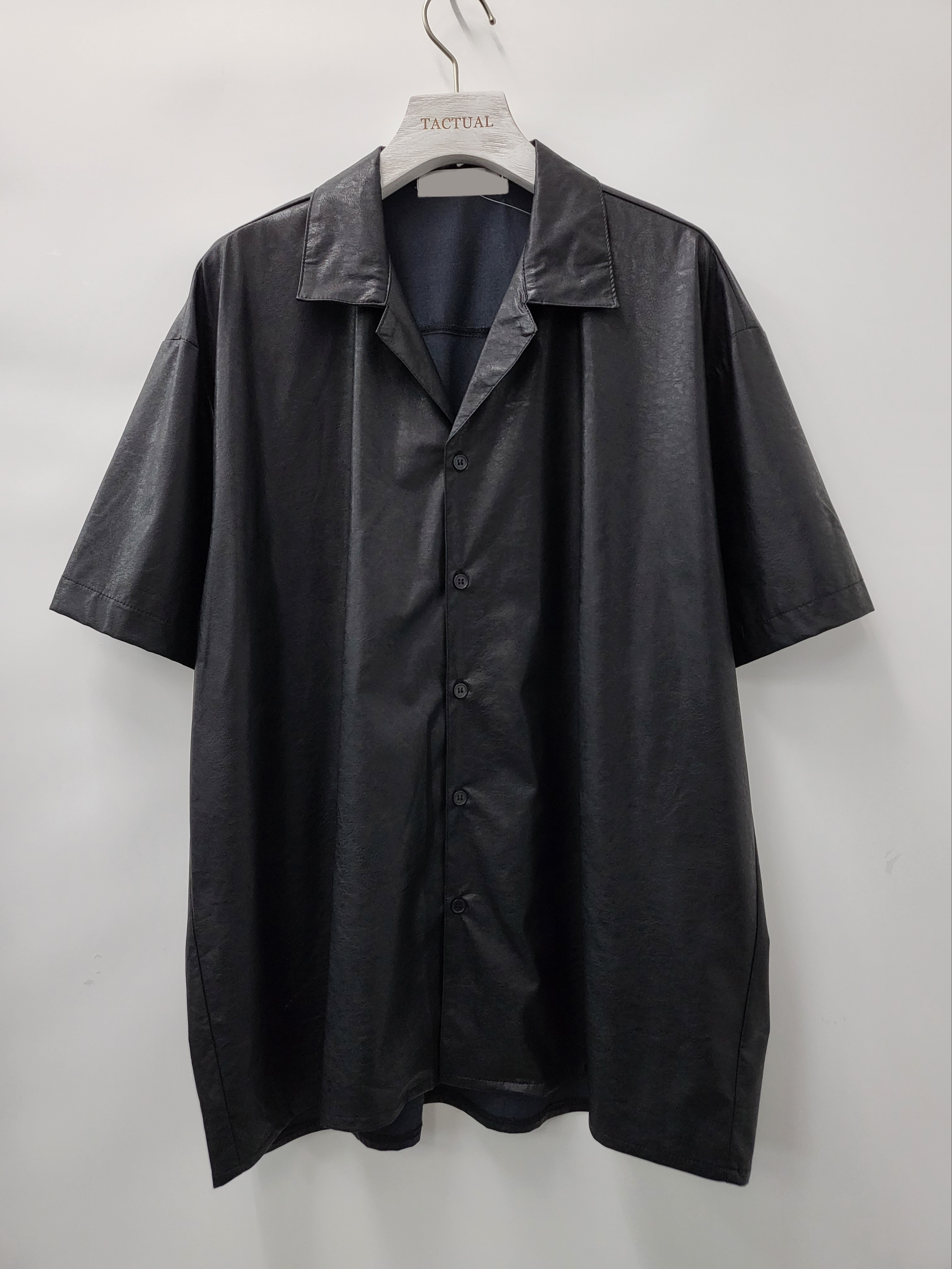 淨色仿合成皮短袖恤衫 S2100