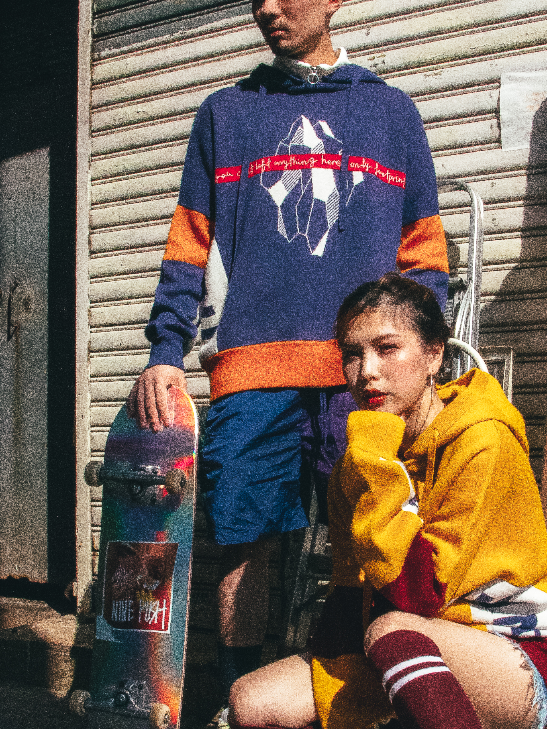 JUST ANTARCTICA!!! 藍色可拆帽成人款針織衫