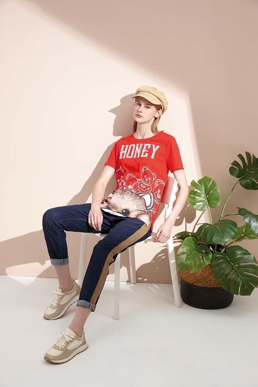 時尚精典可愛熊熊造型修身棉T S6761