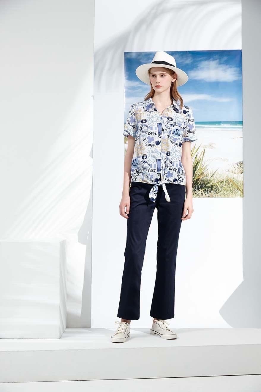 時尚歐美街頭風綁結造型修身短版上衣S6081